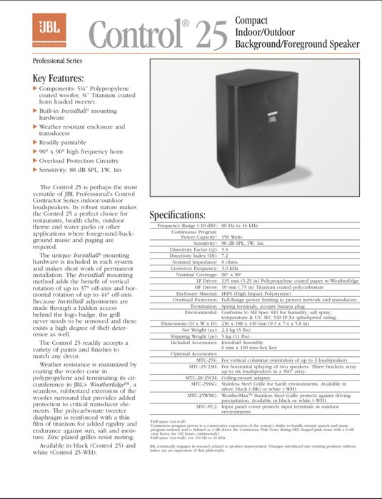 Boxe profesionale JBL CONTROL 25