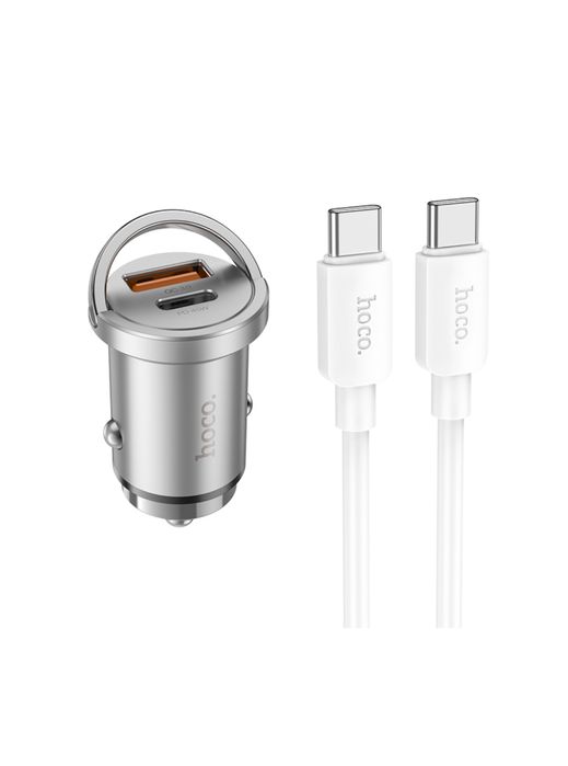 Incarcator Hoco 45W Telefon Auto Dual Usb + Usb C + Cablu