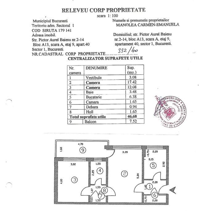 Apartament 2 camere – Metrou Bazilescu | Școala 179 | Complet utilat