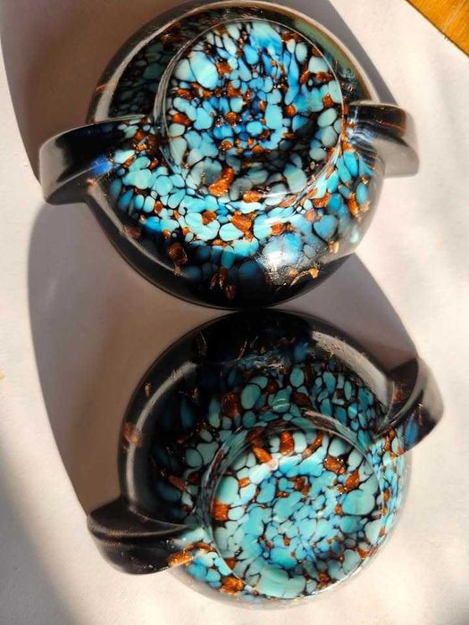 2 РЕДКИ  MURANO Vincenzo Naso пепелници от италианско арт стъкло