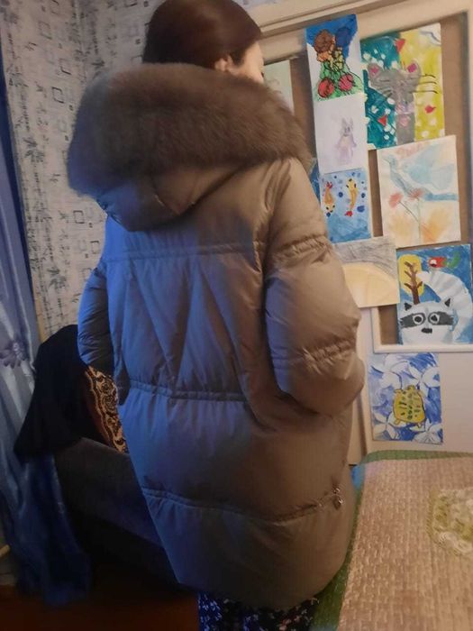 Зимний пуховик. 90% пух, 10% мех