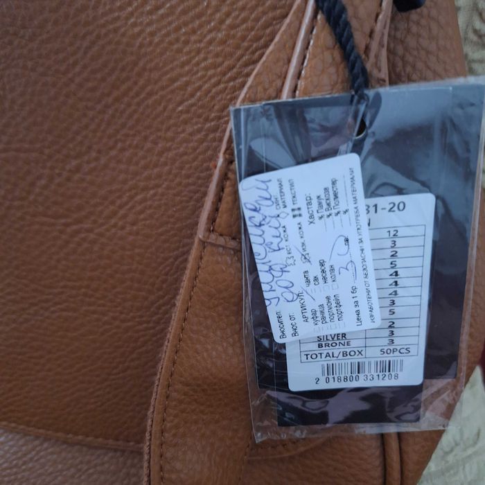 Нова кафява чанта с дълга дръжка