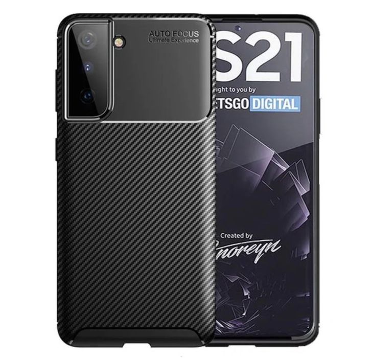 Samsung S21 S22 S23 S24 S25 Plus Ultra Husa Carbon Folie Silicon Neagr