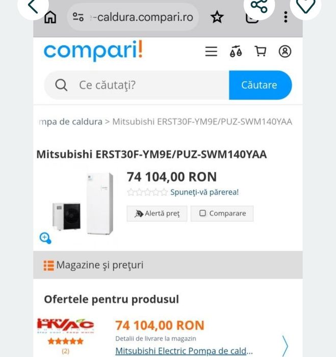 Pompă Caldură Aer-Apă Mitsubishi Ecodan ERST3OF-YM9E/SUZ-SWM80VA2 Nou Trifazat 18 kw