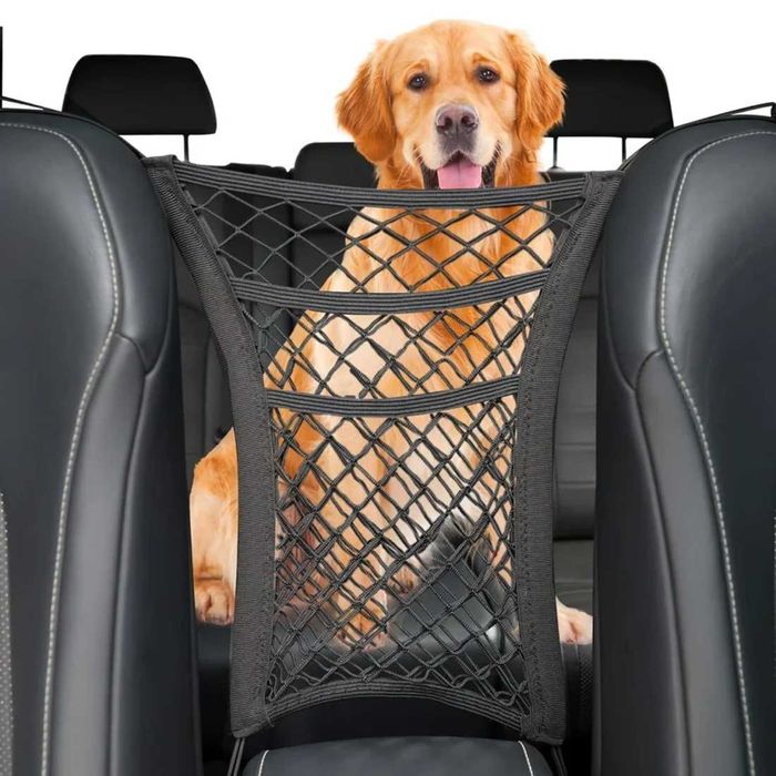 Преградна мрежа между седалките на кола с 2 отделения.