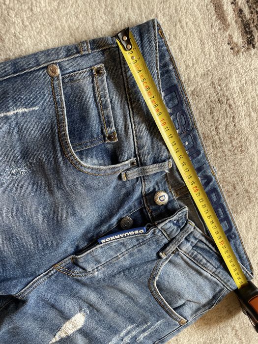 Blugi Dsquared2 Slim Fit barbati marimea 31 albastri cu rupturi aspect distrus Made in Italy