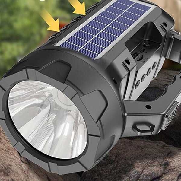 Мощен соларен LED фенер BDL-235 с вградено радио, слънчево зареждане