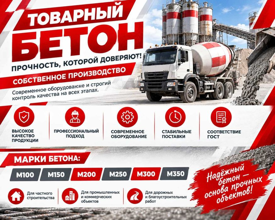 Товарный бетон с доставкой в г. Абай