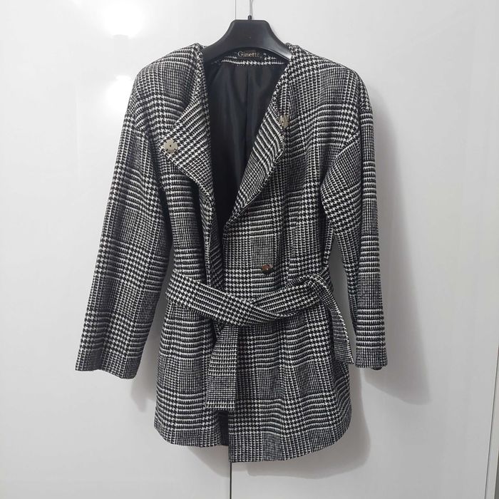 Jacheta / sacou in carouri cu cordon detasabil Ginette - 44