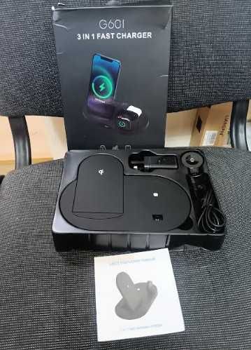 Безжична зарядна станция 3-в-1 G601, зарядно устройство за Apple