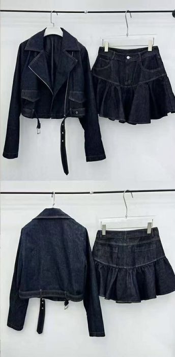 Дънкова пола с къдрички по модел на Pause