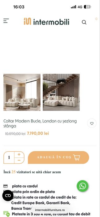 Coltar canapea moblesse