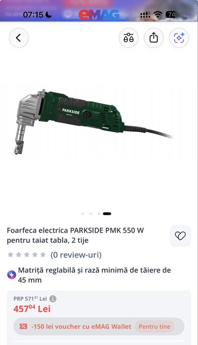 Foarfeca electrica pentru tabla, nibbler, Parkside PMK 550