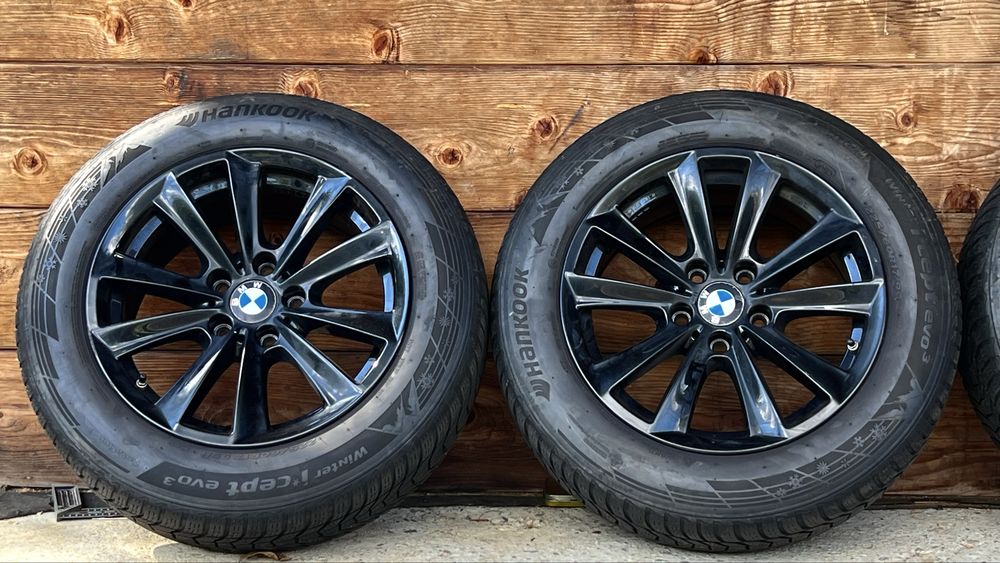 Jante BMW originale 17, negre + anvelope Hankook iarnă 225/60 R17, preț lei per bucată, jantă+cauciuc împreună!