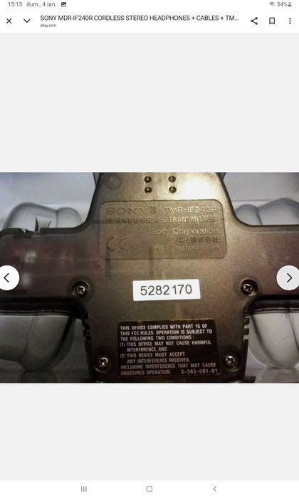 Casti stereo fara fir SONY TMR-IF240R,sunetclar,ORIGINAL,putin folosit