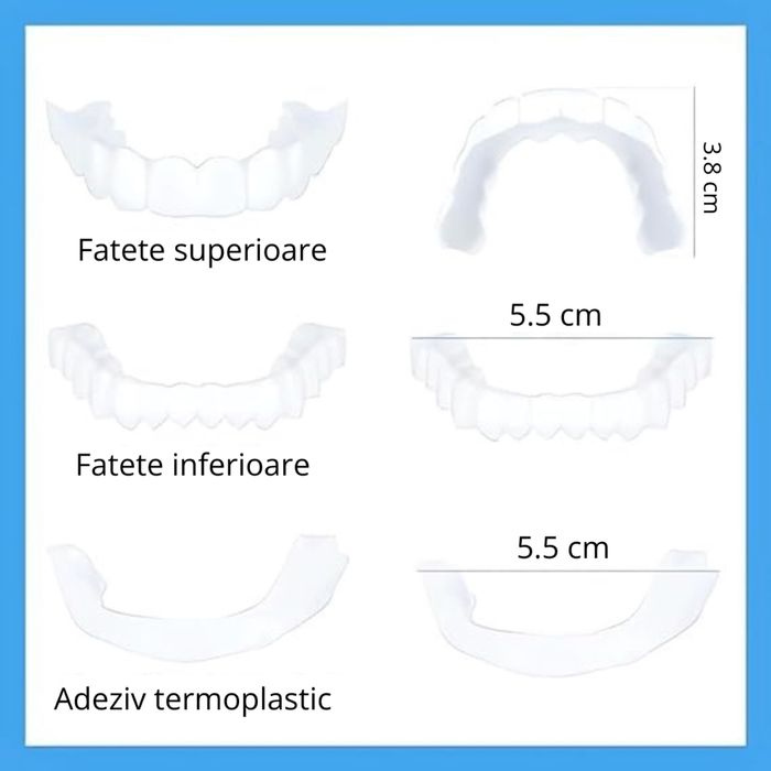 Set fatete dentare, superioare si inferioare, fatete cosmetice cu gel