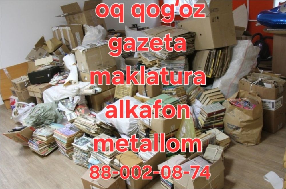 Maklatura oq qog‘oz metallom gazeta alkafon  pererabotka