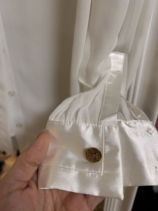 Elisabetta Franchi риза шифон и сатен с брандирани копчета