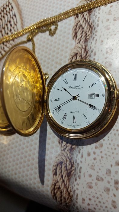 Ceas de buzunar Regent Habmann Placat Aur Swiss Made