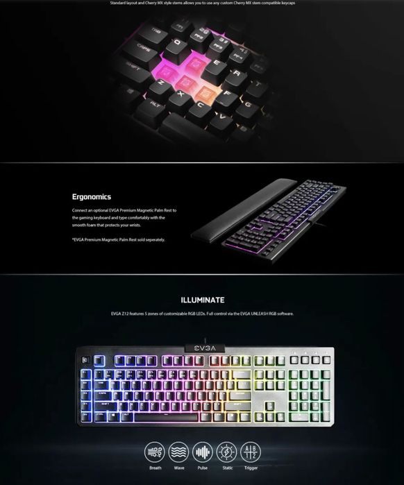 Геймърска клавиатура EVGA Z12 RGB