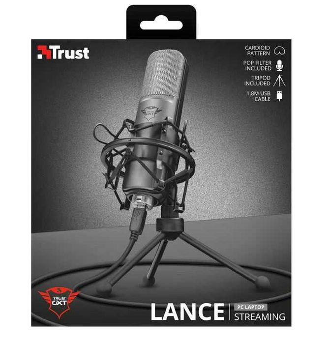 Microfon Proferional Streaming Trust GXT 242 Lance, Negru, NOU