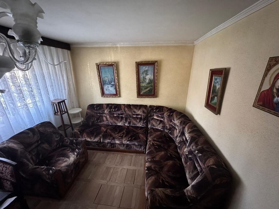 Mobila sufraderie din lemn, set canapea coltar si fotoliu