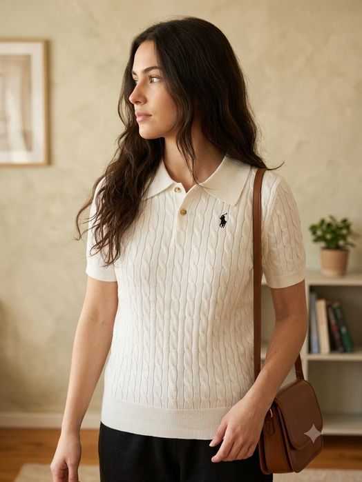 Белое женское поло Ralph Lauren