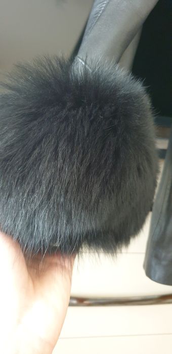 Haina de piele cu guler natural de vulpe