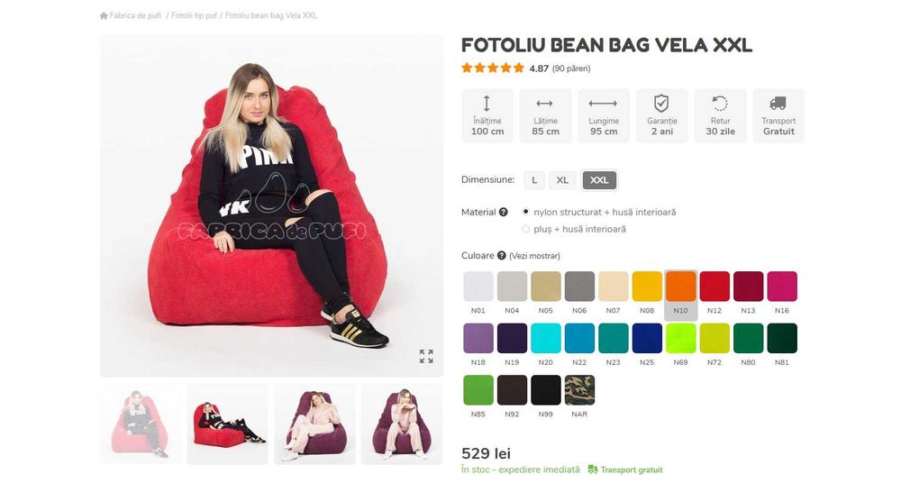 Bean bag vela XXL