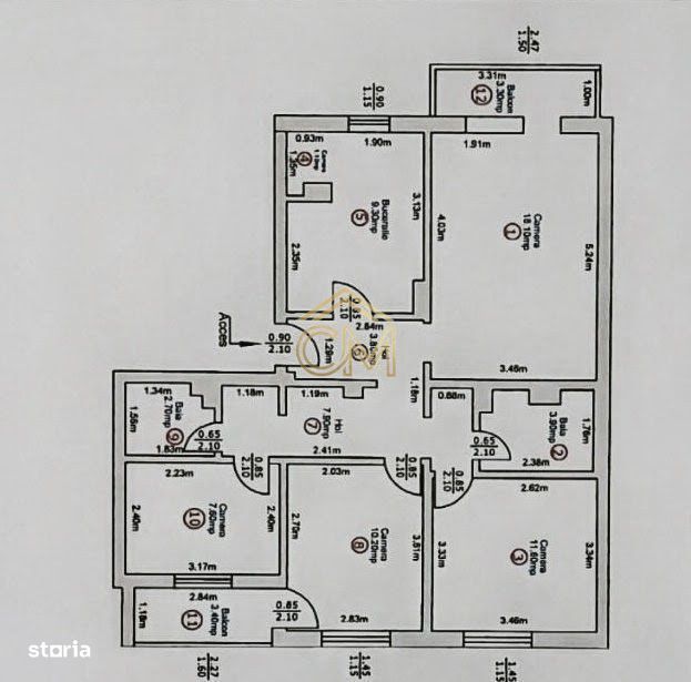 Apartament 4 Camere-2 Bai-2 Balcoane- Pivnita-80 MP