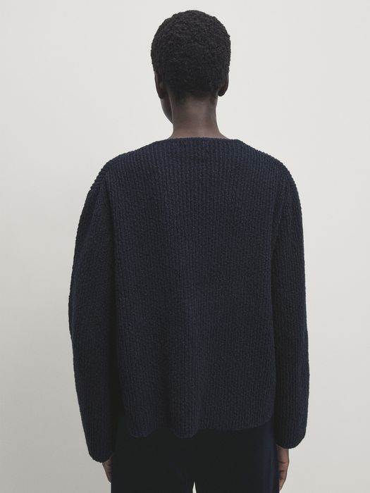 Cardigan Massimo Dutti, bleumarin cu nasturi aurii