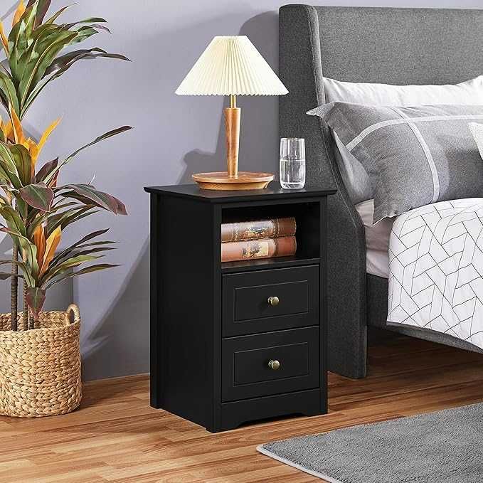 Noptiera moderna cu sertare si spatiu depozitare |R 591763 Black