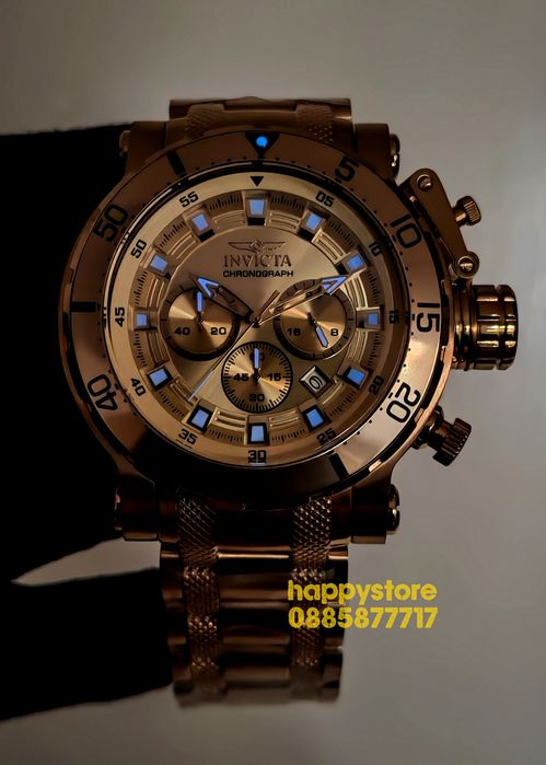INVICTA Chronograph Full Metal Gold 52mm, Инвикта нов часовник