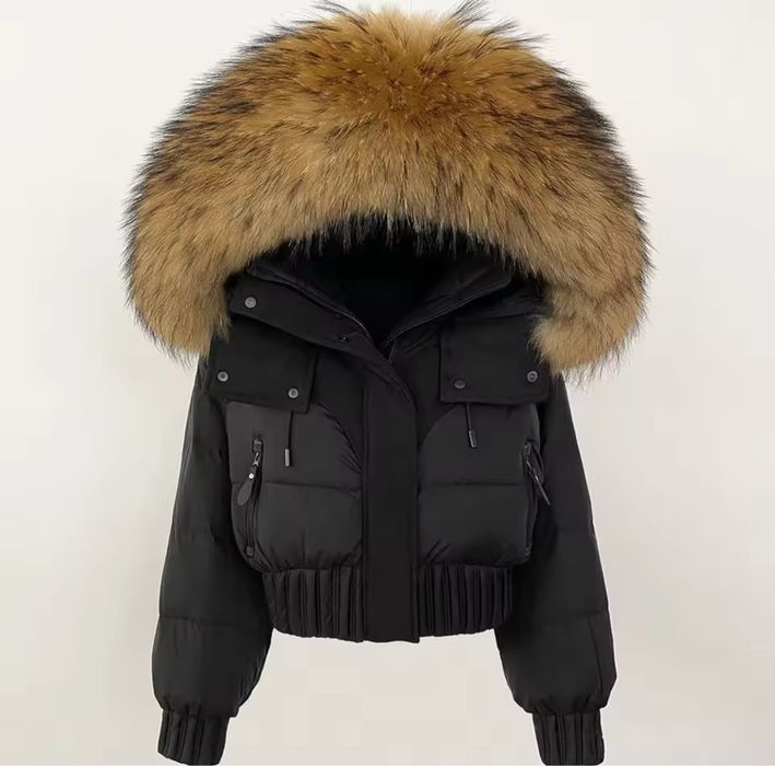 Зимно топло яке с естествен пух на качулката
