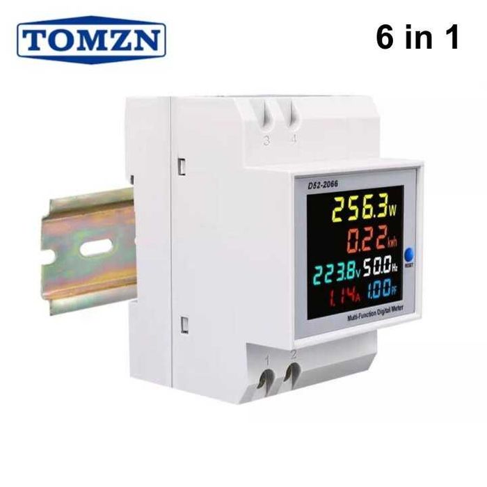 Подотчетен контролен електромер за DIN шина TOMZN 6 в 1 | 100A
