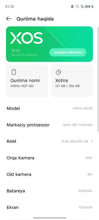 Infinix hot 60i 256/16