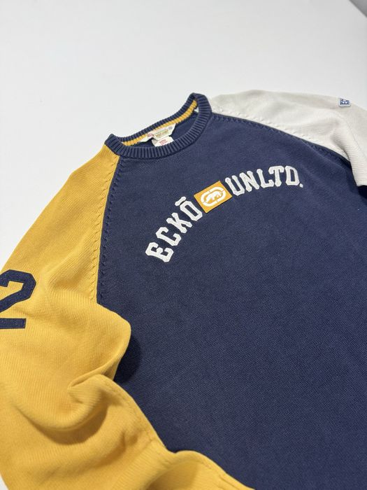 Pulover ecko unltd vintage blue & white & yellow
