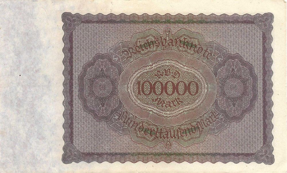 Super bancnota veche 100000 Mark germana interbelica din anul 1923