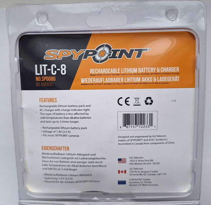 Baterie   LIT-C-8 , LIT-09 SPYPOINT 2000 mAh