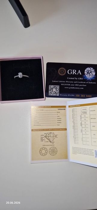 Inel din Argint 925 cu Piatră Moissanit VVS1 și Certificat GRA