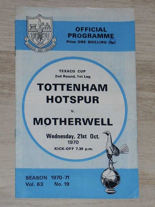 Английски футболни програми Тотнъм Хотспър 1968, 1970, 1971, 1980,1983