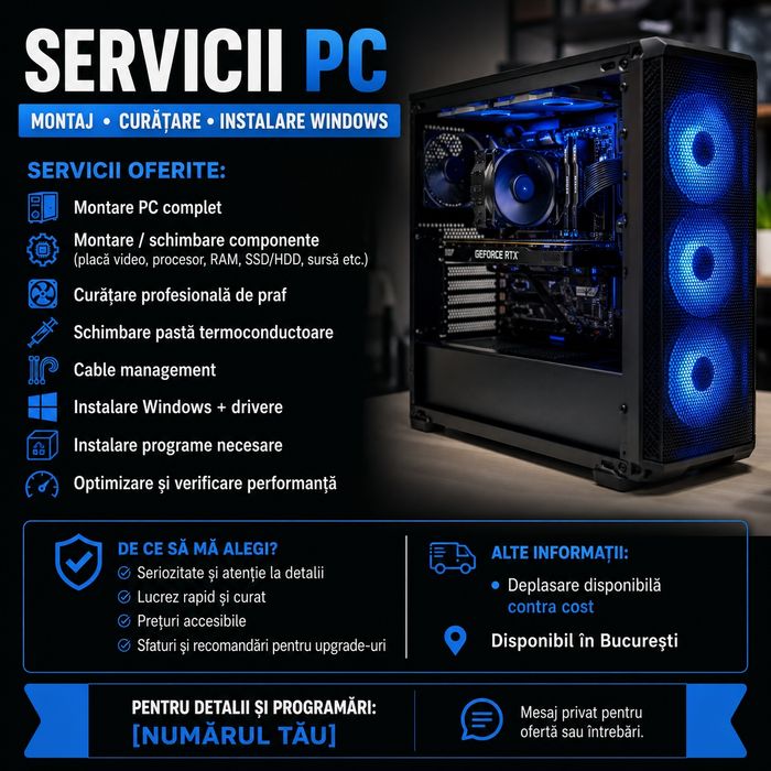 Servicii PC,Instalare Windows,Montare Pc