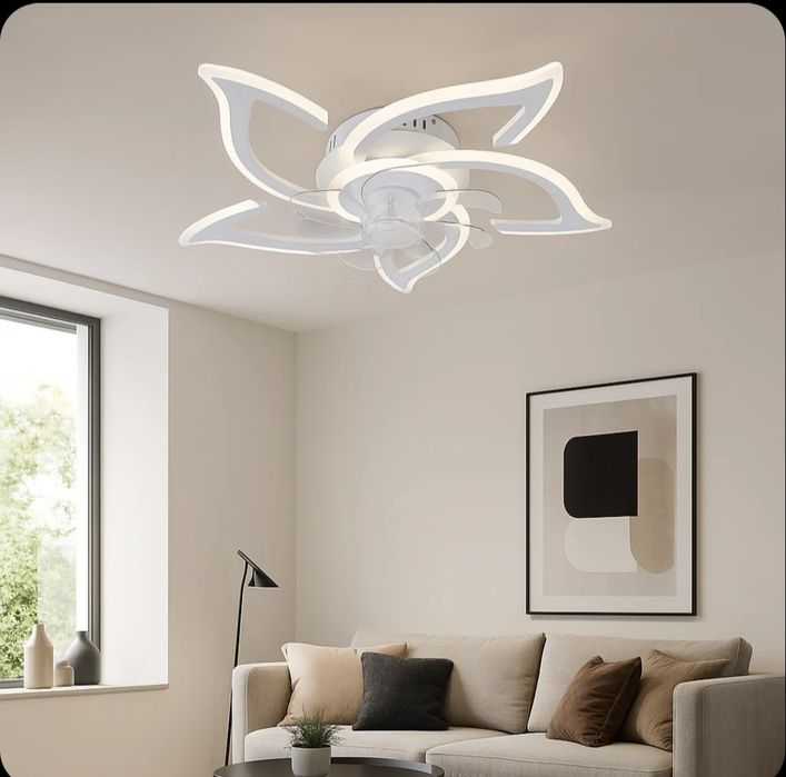 Lustră LED cu Ventilator și Telecomandă 94W, Dimabilă, 3 Culori, 69 cm