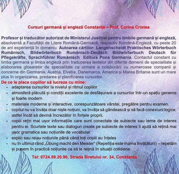 Meditații limba germană şi engleză