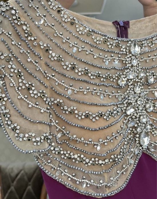 Вечерний платье производство турция Фуксия цвет сваровские камни С М