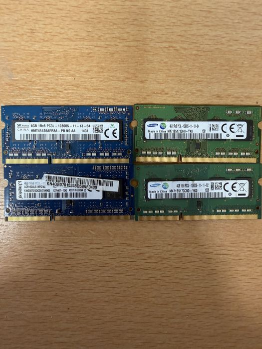 Lot 4 memorii ram laptop ddr3 de 4gb, stare perfecta de functionare