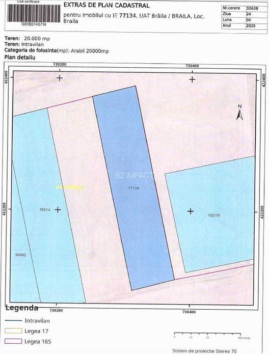 Teren intravilan 20.000 mp Braila zona Parcul Triunghi