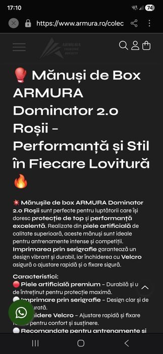 Manusi de kikbox/box Armura