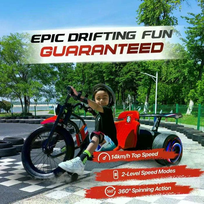 Tricicleta electrica cu functie Drift Kinderauto BJSX2338 2x 250W RED