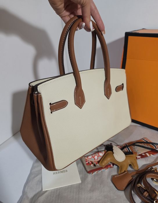 Налична чанта Hermes Birkin двуцветна